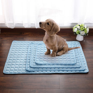Pet Pad Summer Cooling Mat Dog Beds Mats Blue Pet Ice Pad Cool  Cold Silk Moisture-Proof  Cooler Mattress Cushion Puppy Sleeping