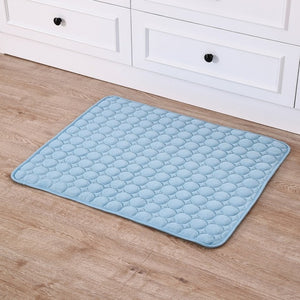 Pet Pad Summer Cooling Mat Dog Beds Mats Blue Pet Ice Pad Cool  Cold Silk Moisture-Proof  Cooler Mattress Cushion Puppy Sleeping